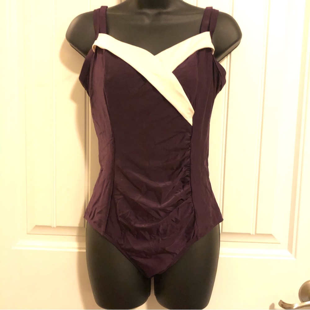 Plum/White Swimsuit Size 34DD